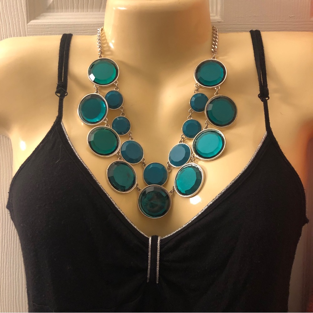 Stunning Teal Bib Layered Statement Necklace